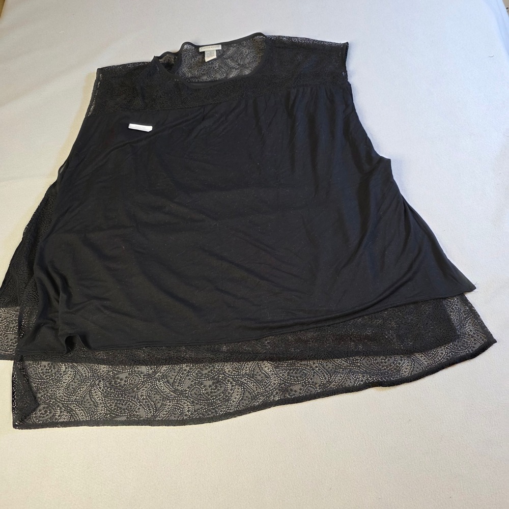 Catherines Black Lace Layered Sleeveless Top Plus Size 1X 18/20W Tank Blouse